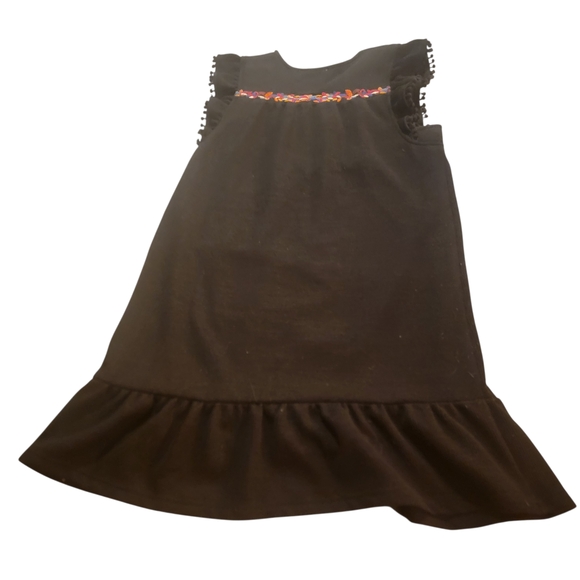 THML Boho Embroidered Knit Dress Small Ruffle Hem Sleeveless Black Nordstrom - Picture 3 of 8